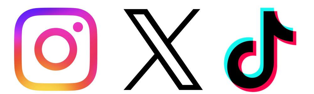 インスタグラムとX（Twitter)とTiktokのロゴ